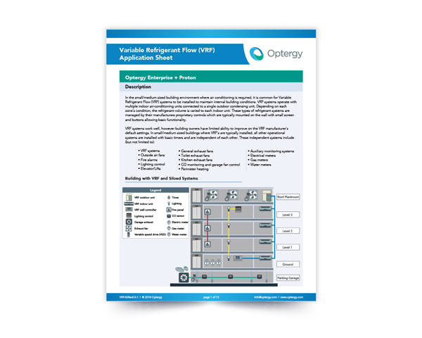 Variable Refrigerant Flow Application Sheet